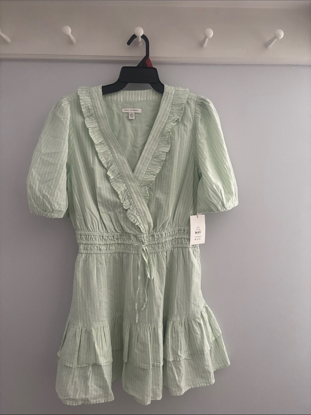 Mint Green Ruffle V-Neck Mini Dress
